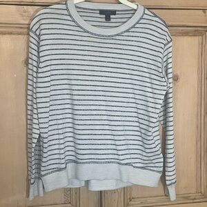 J Crew stripe crew neck Sweater with metallic thread accent stripes